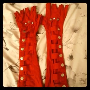 Red Fingerless Arm Sleeves
